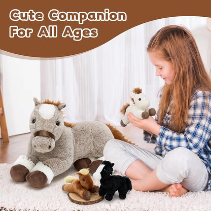 Tezituor 18" Horse Stuffed Animal Plush Fanimy Pony with Babies - Variation: Horse