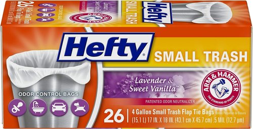 Hefty Small Trash Bags - Lavender & Sweet Vanilla Scented | 4 Gallon, 26 Count