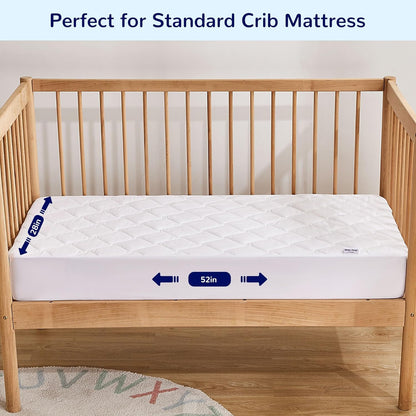 Sleep Zone Waterproof Crib Mattress Protector - Ultra Soft & Breathable | Standard Size 52''x28'', Pure White