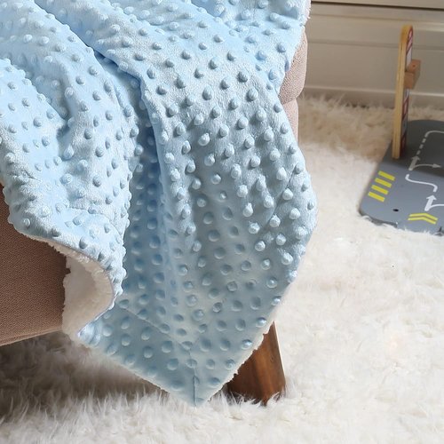 CREVENT Cozy Sherpa Baby Blanket - Soft & Warm for Infants | All-Season Use (30" x 40", Blue Dot)