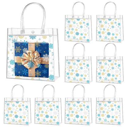 Snowflake 28 Pcs Clear Gift Bags with Handles - PVC Winter Gift Bags (Variation: Snowflake)