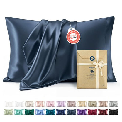 Bedsure King Size Satin Pillowcase Set of 2 - Blue Silky Pillow Cases for Hair and Skin with Envelope Closure, Similar to Silk Pillow Cases, Gifts for Women Men, 20x36 Inches, 2pcs