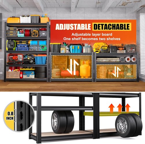 Heavy Duty Metal Shelving Unit by [Brand Name] - Adjustable 5-Tier Garage Storage Rack, 2050 lbs Capacity, 71”x46”x18”