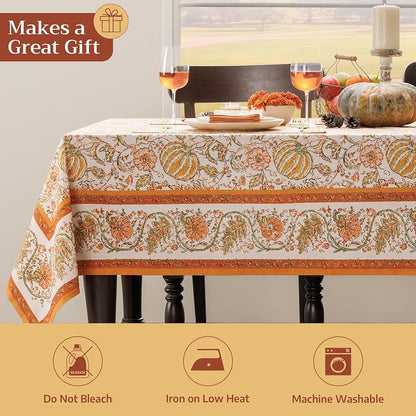 Pumpkin Spice 60" x 120" Rectangular Cotton Tablecloth - 100% Cotton, Maison d'Hermine (Variation 007)