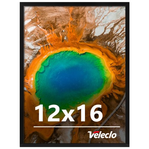 Veleclo 12x16 Picture Frame for Wall Display, 12x16 Black Picture Frame with Shatter Resistant Plexiglass, Stable and Sturdy 12 x 16 Poster Frame for Wall Display, Handpicked Gift Collection, 1 Pack