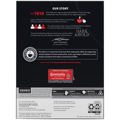 Community Coffee Dark & Bold Extra Boost Coffee Pods - 96 Count for Keurig 2.0 | Rich Flavor & Convenience