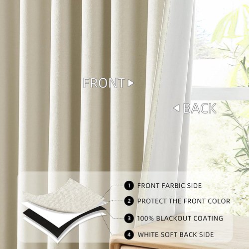 ChrisDowa Blackout Linen Curtains - 84-Inch Pinch Pleated Thermal Insulated Drapes | 2 Panels for Living Room & Bedroom