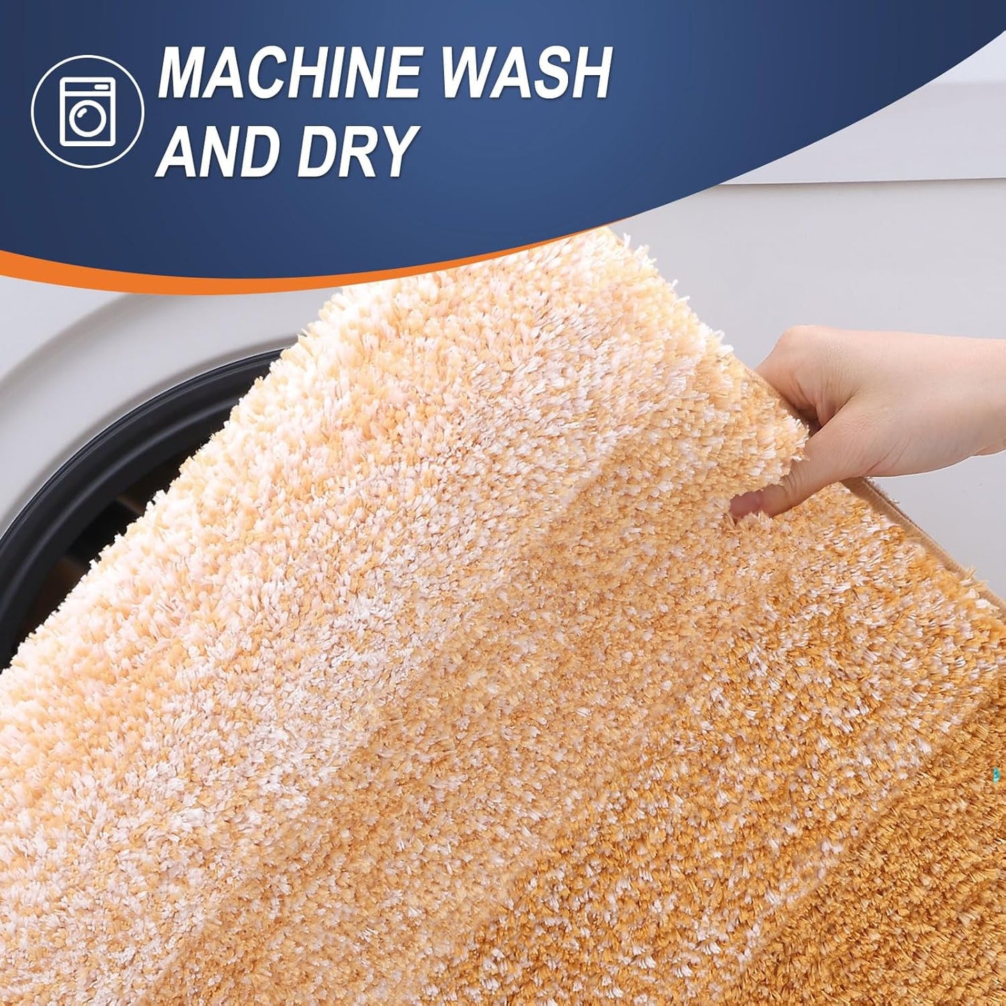 OLANLY Large Bathroom Rugs - Extra Soft Microfiber Mat 44x32 | Quick Dry, Washable, Rubber Backing, Golden Yellow