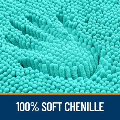 OLANLY Bathroom Rugs 59x24, Extra Soft Absorbent Chenille Bath Rugs, Rubber Backing Quick Dry, Machine Washable Bath Mats for Bathroom Floor, Tub and Shower, Home Decor Accessories, Teal