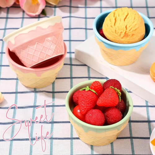 Honeydak Ice Cream Bowls - 9 oz Reusable Waffle Dessert Cups | Perfect for Summer Parties & Snacks