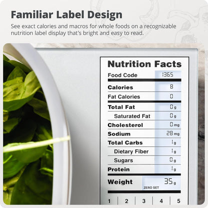 Greater Goods Food Scale - Nutrition Calculator for Meal Prep & Weight Loss | Compact 11lb Capacity, Silver