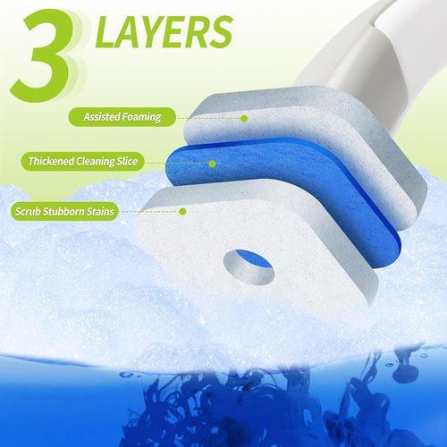 IVYROLL Toilet Bowl Cleaner Wand - Disposable Brush Set with 14 Refills & Holder for Easy Cleaning