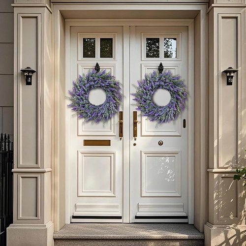 Eucalyptus & Lavender Wreath by Skiennix - 26'' Large Artificial Floral Decor for All Seasons | Purple