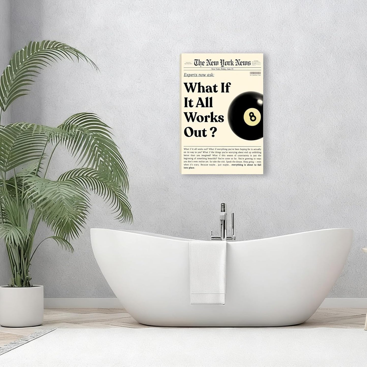 **What If It All Works Out | Black Canvas Wall Art - Inspirational Quotes & Positive Affirmations | 12x18 in**