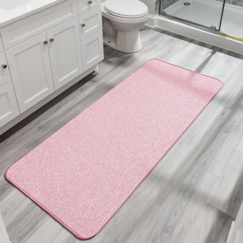 Bosap Bath Mat,Ultra Thin Bathroom Runner Rugs,Large Bath Mats for Bathroom,Quick Dry,Non-Slip,Machine Washable,Low Pile,Bath Rug,Shower Outside,Sink,Home Decor Accessories.Pink,3'x4'(36x48inch)