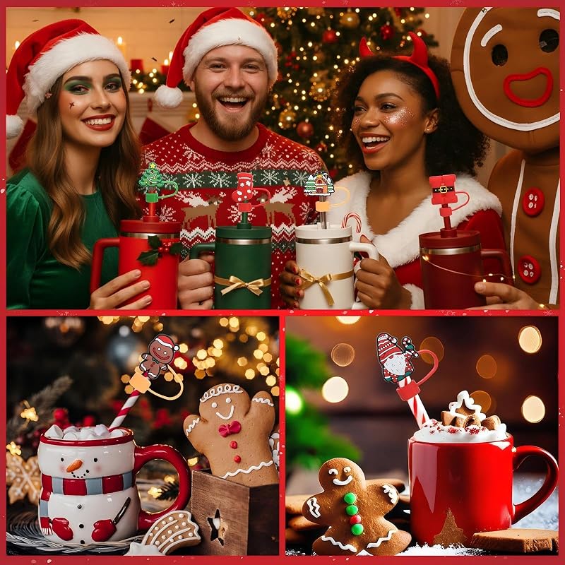 Honeydak Christmas 72 Pcs Straw Toppers for 30/40 oz Tumblers – Variation: Christmas