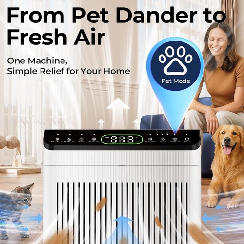 Air Purifier - Large Room Coverage Up to 2200 Sq.Ft | PM2.5 Display & Sleep Mode | ET066 White