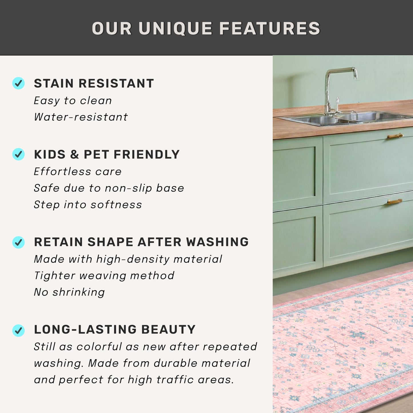 Washable 3x5 Pink Rugs for Girls Bedroom Beside Bed, Nursery Rug, Soft Faux Wool Low Pile Non Slip Stain Resistance Carpet, Pink & Blue