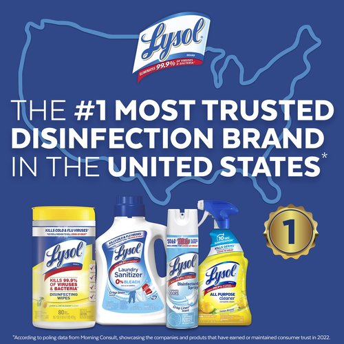 Lysol Pro All-Purpose Cleaner - Advanced Deep Cleaning Sanitizing and Disinfecting Spray - Lemon Breeze Scent - 32 oz Bottle (946 ml) - Pack of 12 - Commercial Use for Hotels, Facilities, Offices