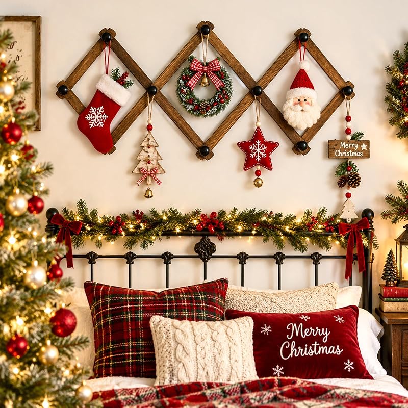 Wall-M-mounted 2-Pack Christmas Ornament Display Racks with S Hooks