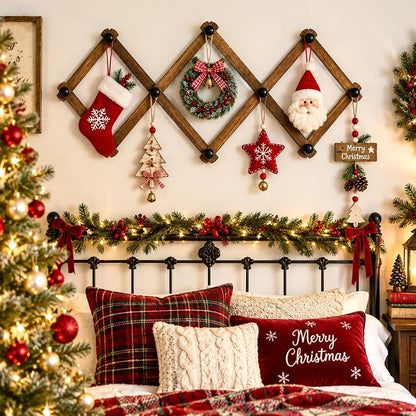 Wall-M-mounted 2-Pack Christmas Ornament Display Racks with S Hooks