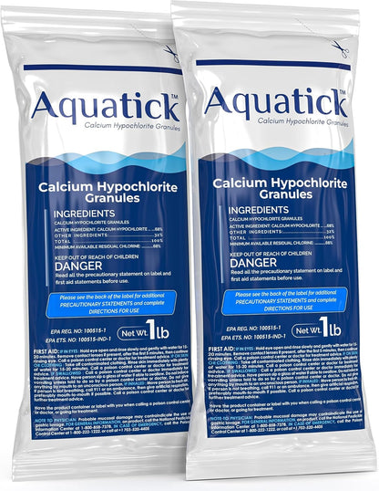 Pro-Grade Chlorine Pool Shock - 68% Cal-Hypo Granular Sanitizer for Crystal Clear Water | 2 x 1lb