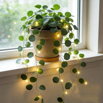 Eucalyptus Leaves String Lights by [Brand Name] - 20 LED Warm White Fairy Lights | 6.6Ft Battery Operated Garland Decor