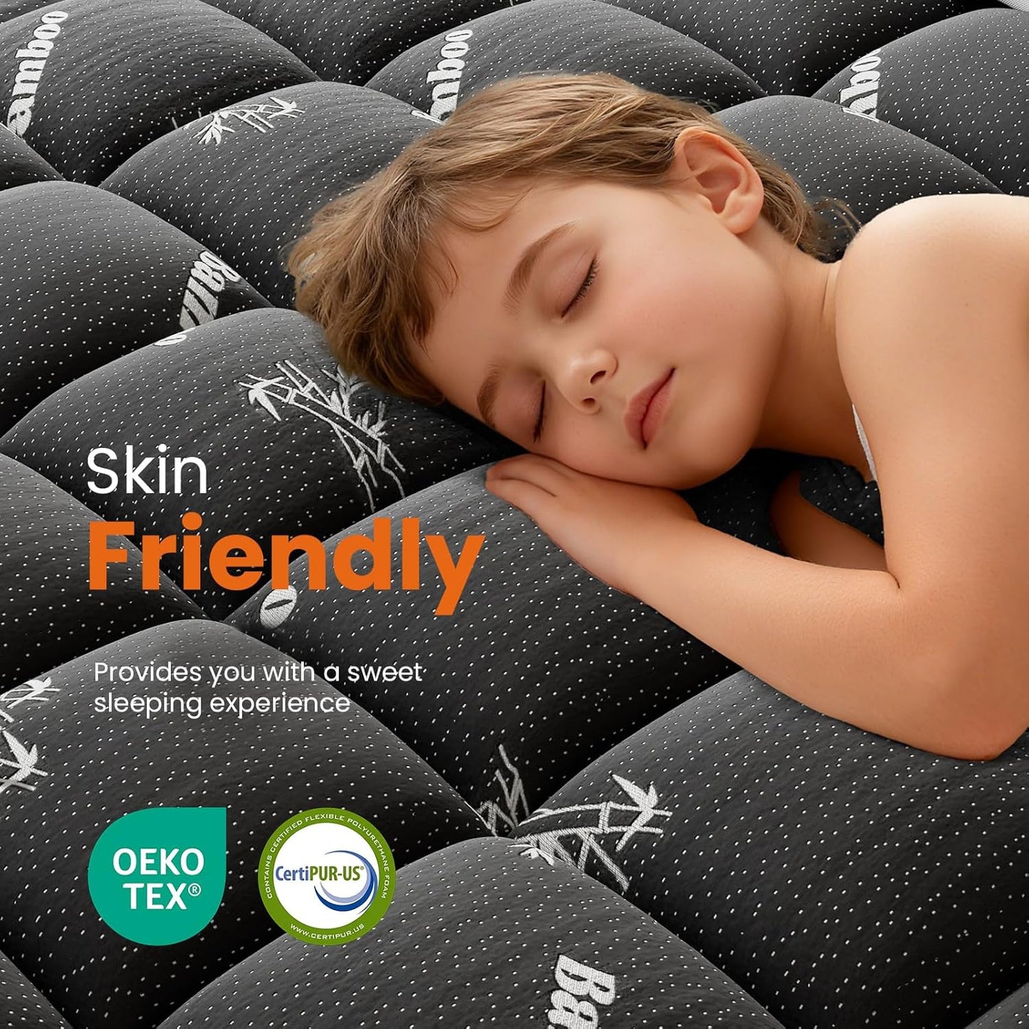 Sweetcrispy Ultra Soft Mattress Topper - Twin Size Bamboo Viscose Pillow Top for Cooling & Back Pain Relief