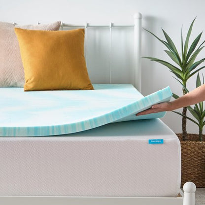 Linenspa 2 Inch Swirl Gel Memory Foam Mattress Topper, Full Size – Cooling Gel Infused, Ventilation Holes – Pressure Relieving Bed Topper – CertiPUR Certified