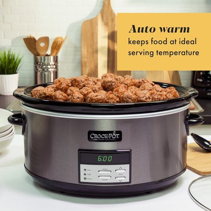 Crock-Pot 8-Quart Programmable Slow Cooker - Auto Warm Setting | Black Stainless Steel Finish