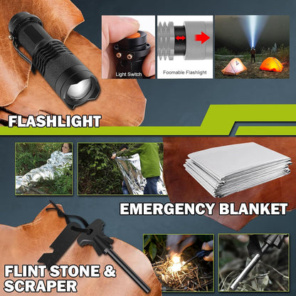 Survival Gear 17-in-1 Kit | Essential Tools for Fishing, Hunting & Camping - Perfect Christmas Gift