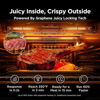Midea Flexify Pro Toaster Oven Air Fryer Combo - 26.4 QT French Door Design | Graphene Juicy-Lock Cooking, 450°F