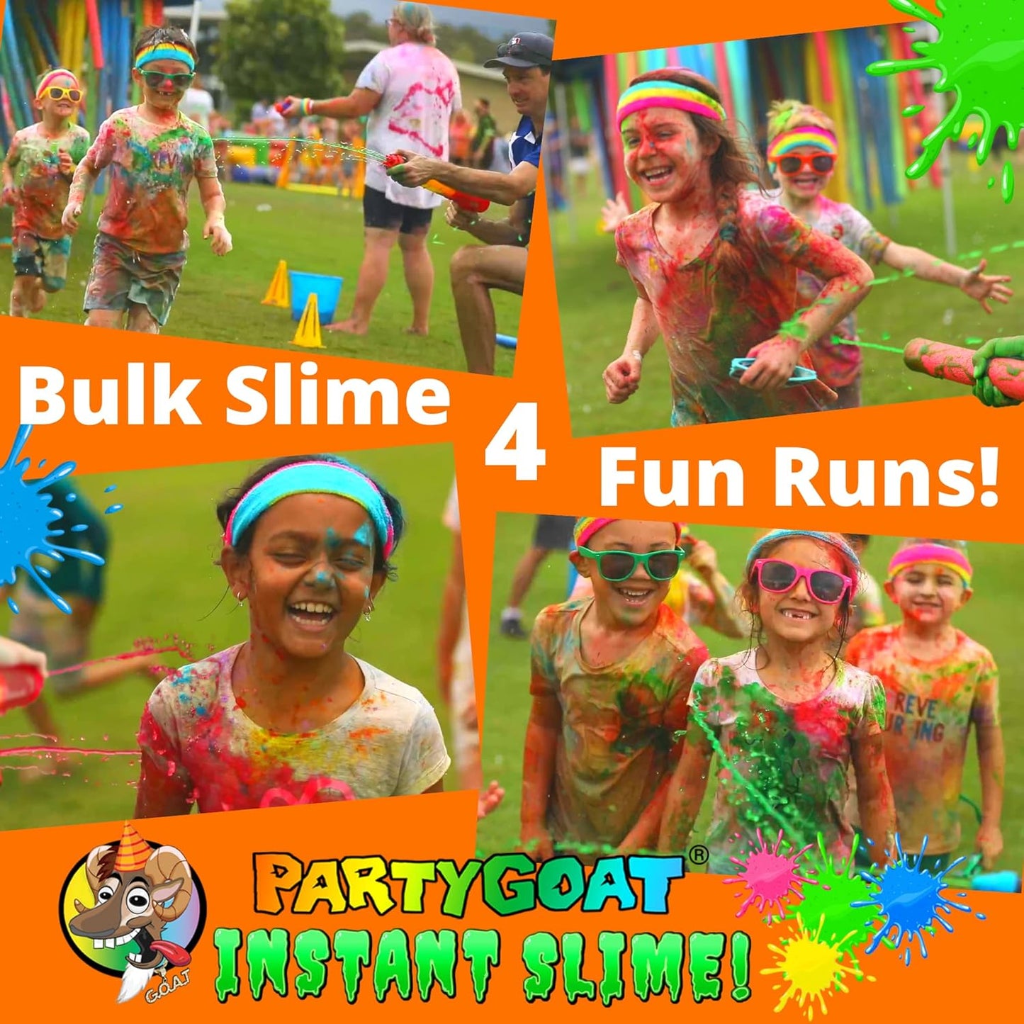 Party Goat Instant Green Slime Powder - Bulk Kit for 25 Gallons | Mix with Water for Fun Kids' Activities
