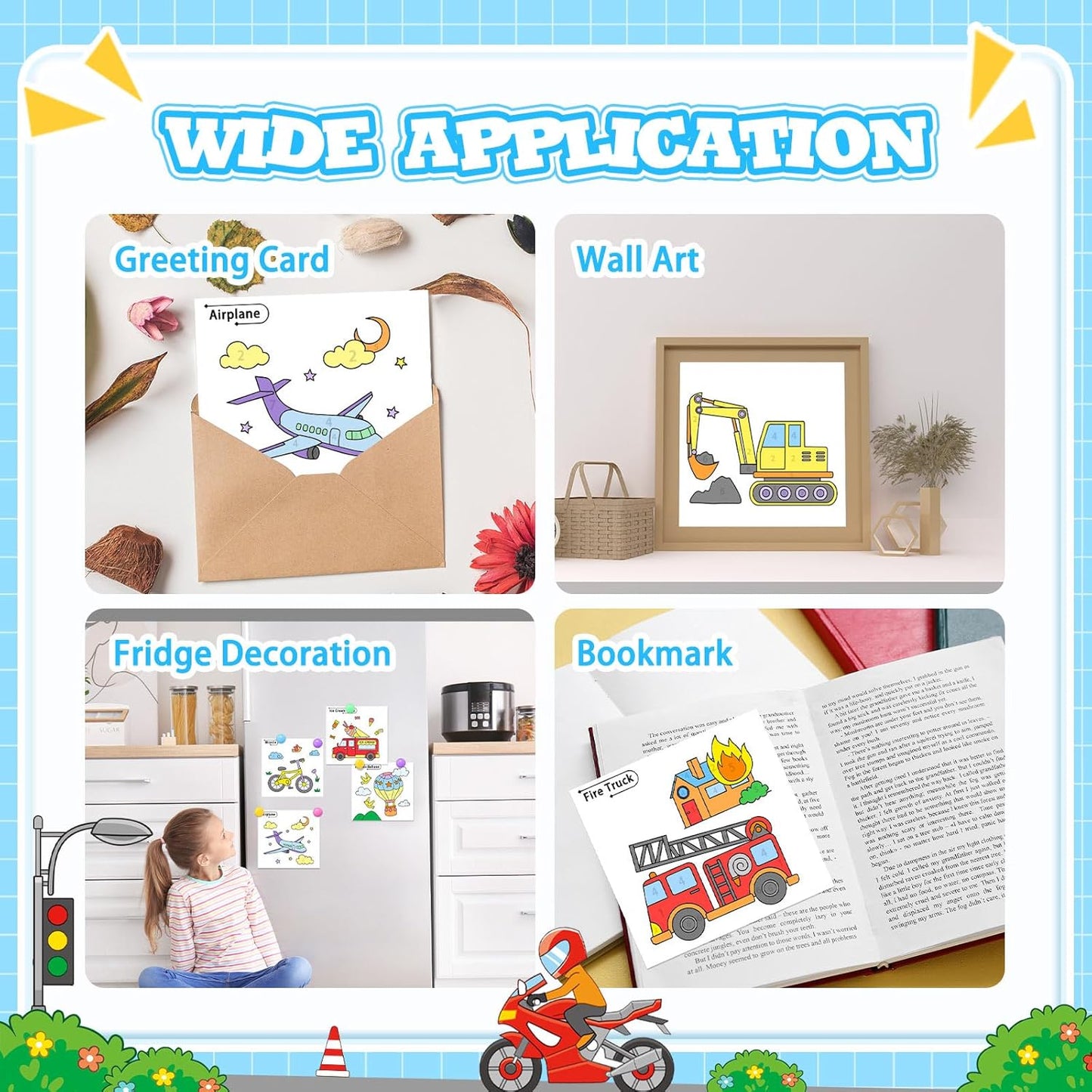 SOCOLER Watercolor Painting Kit - Mess-Free Traffic Theme Coloring Books for Toddlers Ages 1-8