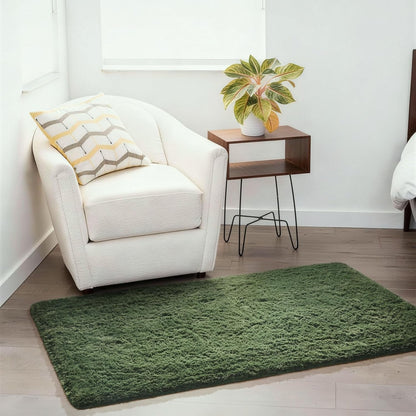 Ophanie Area Rug - Gray Green Shag Fluffy Carpet for Bedroom | Soft Plush 3x5 Size for Kids & Nursery Decor
