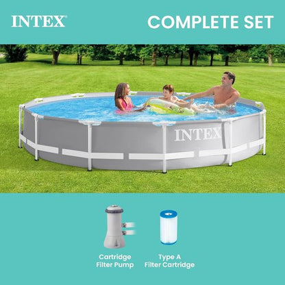 Intex 26711EH Prism Frame Above Ground Swimming Pool Set - 12ft x 30in | Includes 530 GPH Filter Pump, Puncture Resistant Design