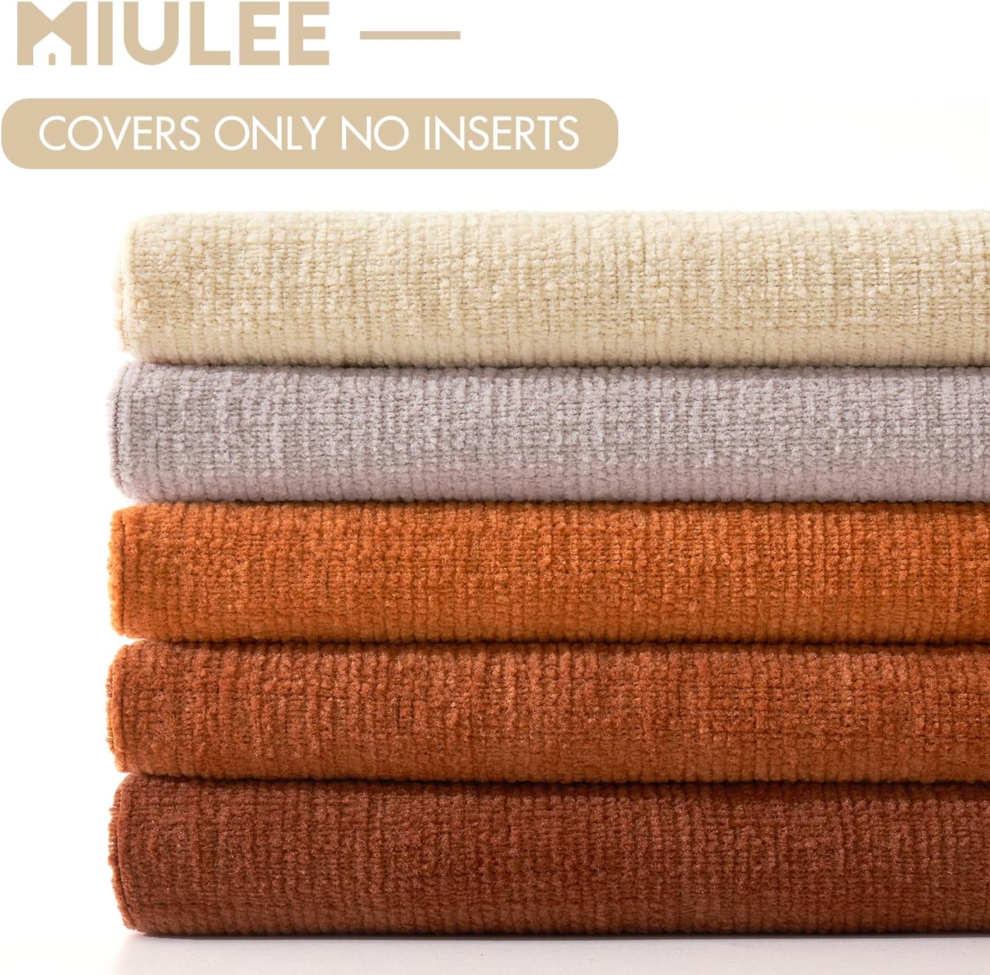MIULEE Beige Couch Pillow Covers - Soft Chenille Decorative Throw Pillows | 18x18 Inch, Set of 2 for Sofa & Living Room