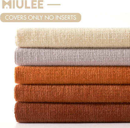MIULEE Beige Couch Pillow Covers - Soft Chenille Decorative Throw Pillows | 18x18 Inch, Set of 2 for Sofa & Living Room