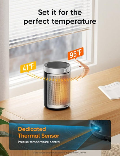 DREO Portable Electric Space Heater - 1500W PTC Ceramic with Thermostat & Remote | Eco-Friendly Design for Home & Office