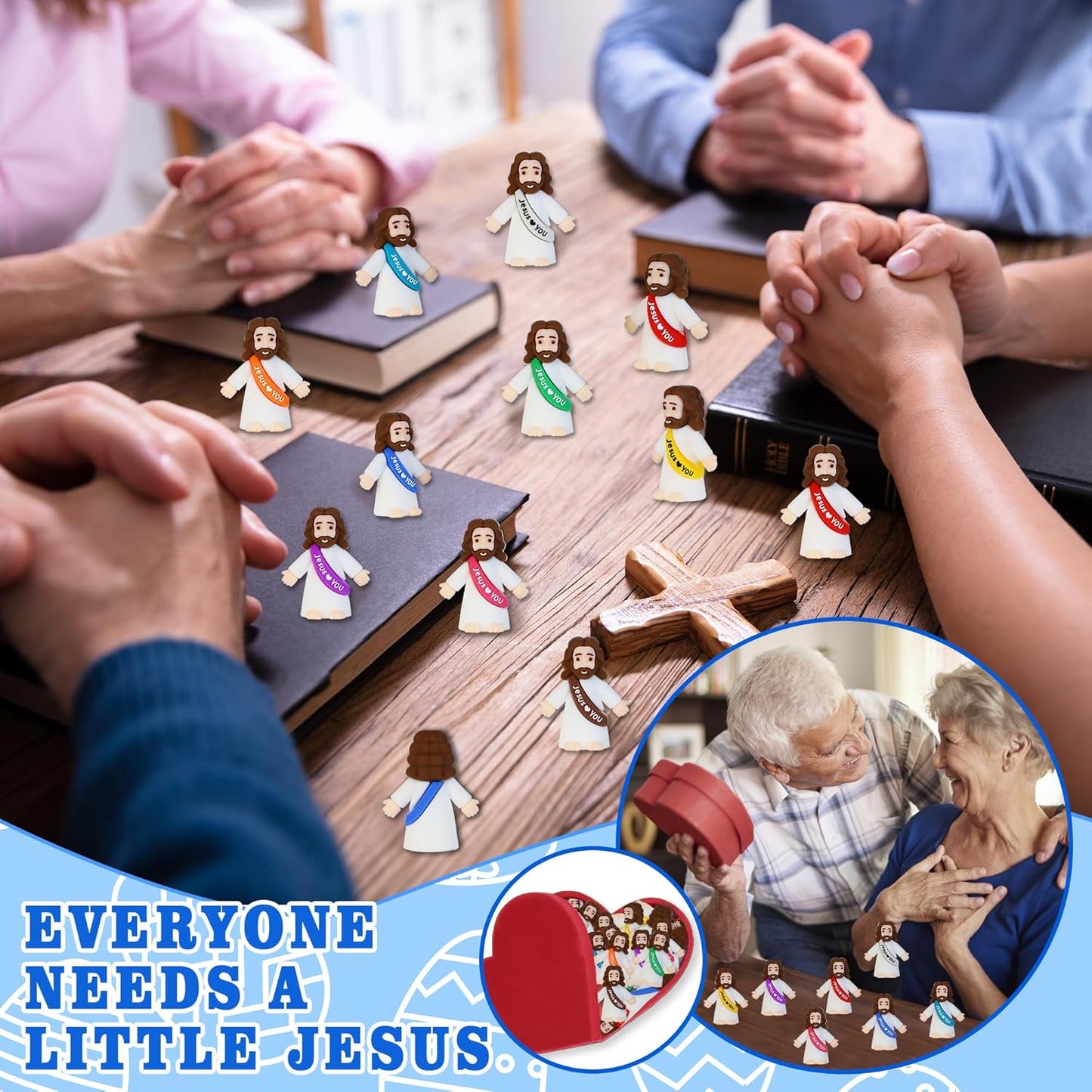 Bamamon Mini Jesus Figurines - 30 Pcs Easter Christ Toys for Sunday School & Baptism Gifts
