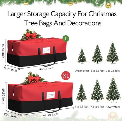 Skiennix Christmas Tree Storage Bag - Heavy Duty 600D Oxford Material for Up to 10 Ft Trees | Dampproof with Durable Handles & Dual Zipper