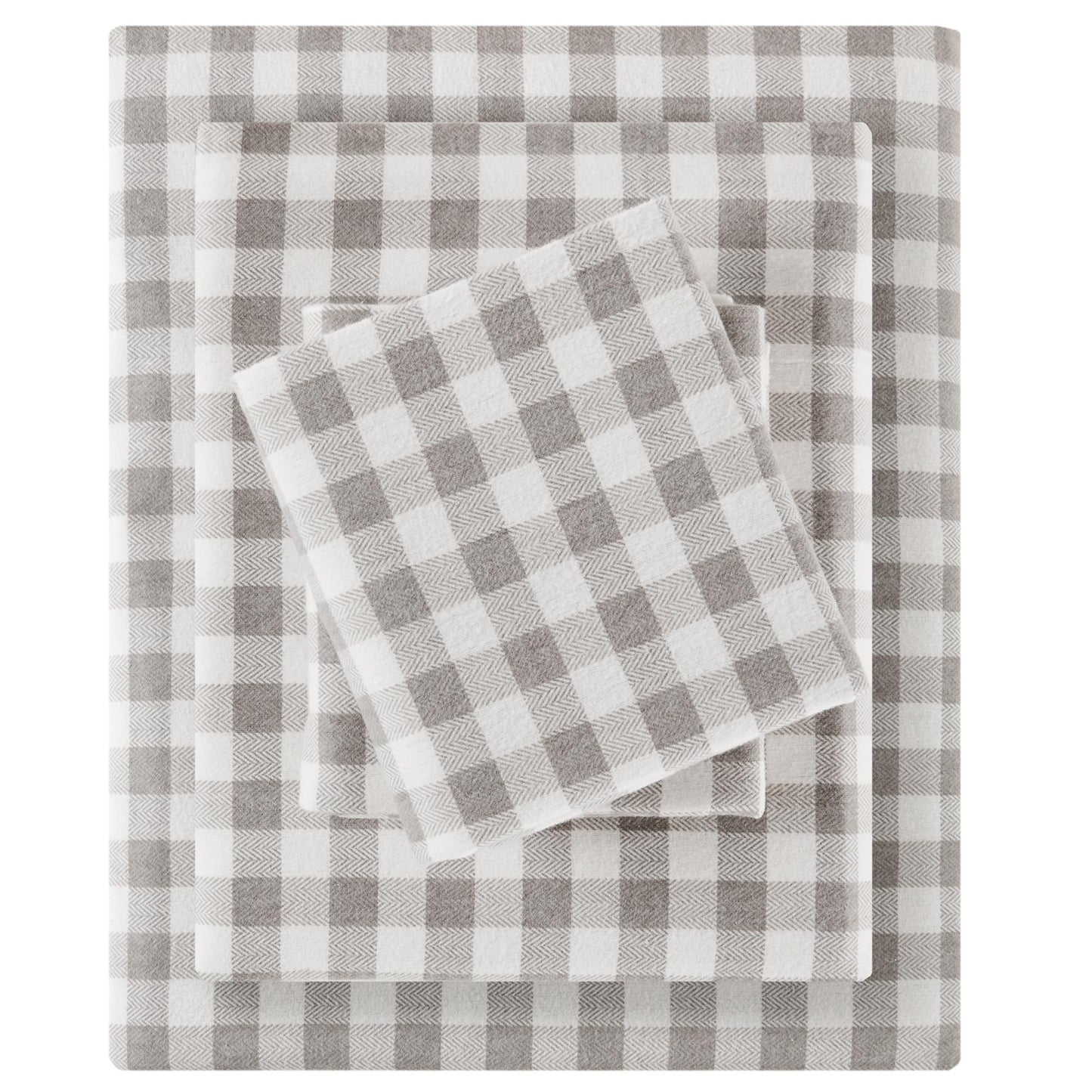 Sleep Philosophy True North 100% Cotton Flannel Sheets King Size, Cozy Flannel Sheet Set Brushed for Extra Softness, Heavyweight Novelty Print Warm Flannel Bedding Set, Gray Herringbone Check4 Piece