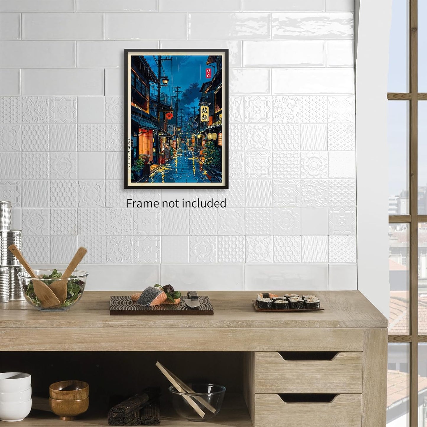 Podafu Wall Art Poster | Japanese Tokyo Tea House Design - 12x16in Unframed Canvas Print for Bedroom Decor