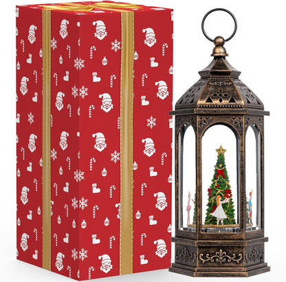 Skiennix Musical Lighted Christmas Tree Snow Globe - 12.8'' Rotating Nutcracker Scene with Glitter