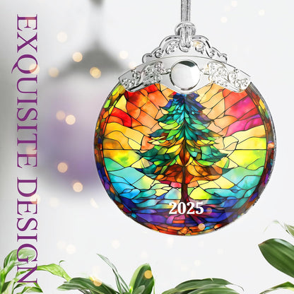 Stained Glass Effections Christmas Ornament - 2D Acrylic Art for Tree Decor | Unique White Elephant Gift