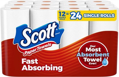 Scott Paper Towels - Choose-A-Sheet, 12 Double Rolls (24 Regular Rolls) - 100 Sheets Per Roll