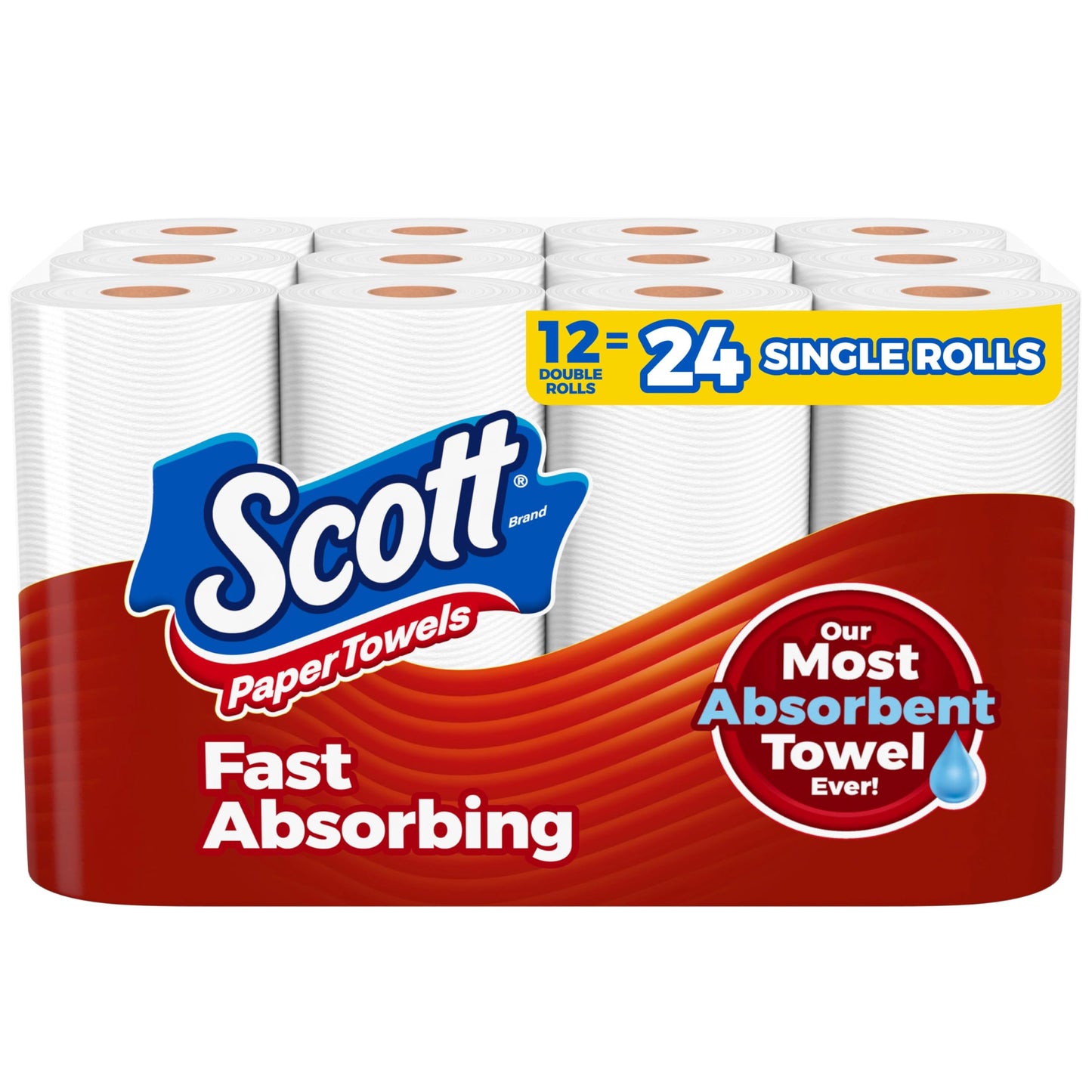 Scott Paper Towels, Choose-A-Sheet, 12 Double Rolls = 24 Regular Rolls (100 Sheets Per Roll)