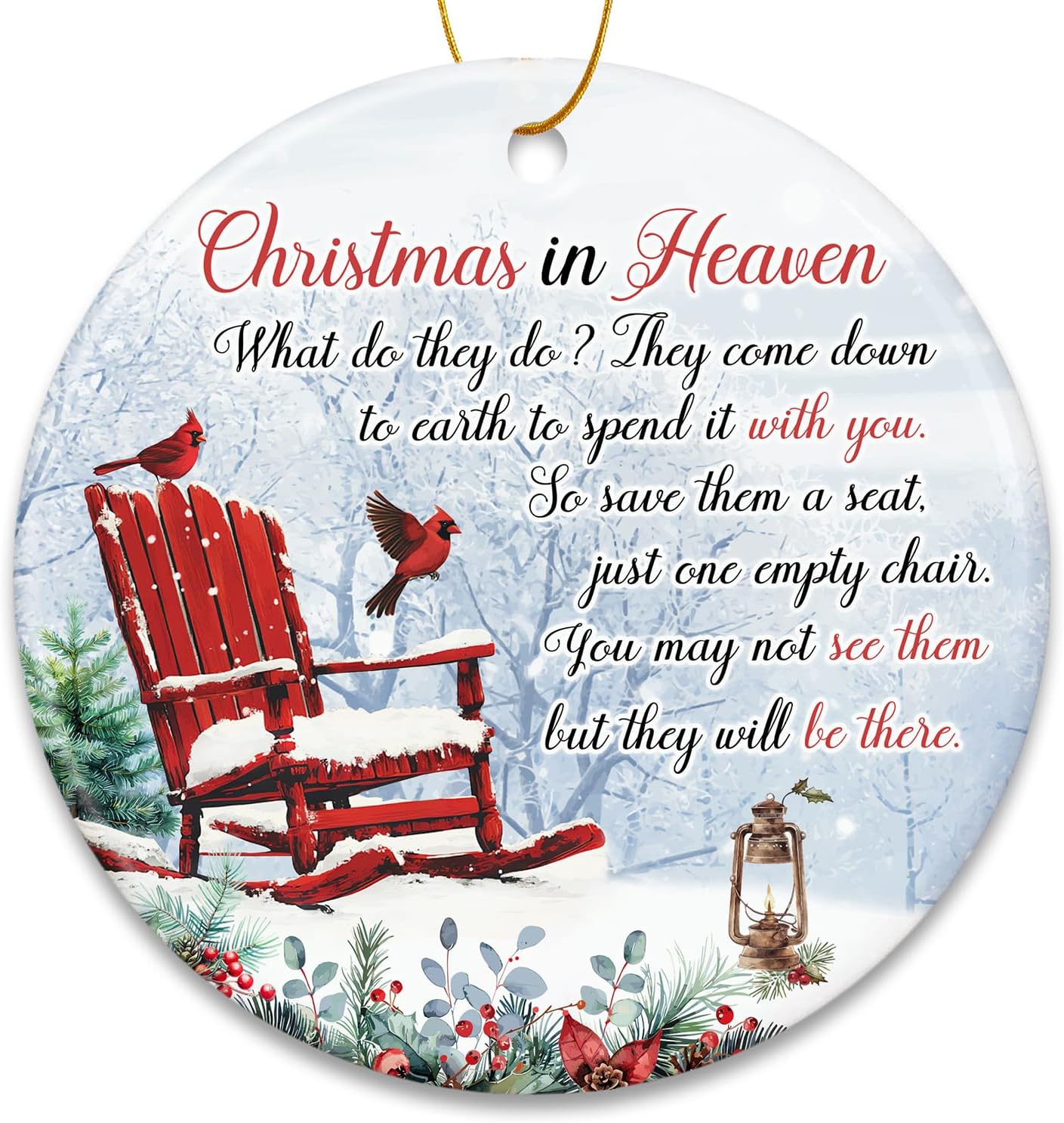 ZAGKOO Christmas In Heaven Cardinal Ornament - Memorial Gift for Loved Ones - Red Sympathy Decoration