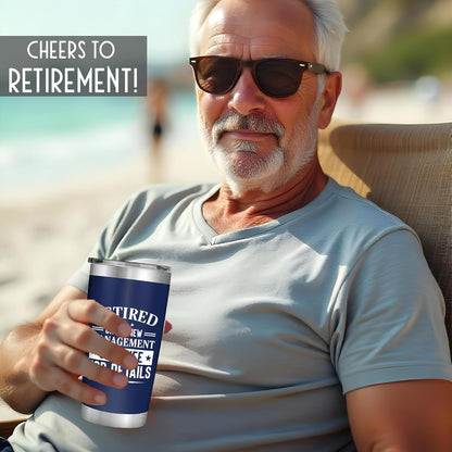 Retirement Gifts for Men 2026 - Retired Under New Management - Retirement Tumbler for Men Husband, Boyfriend, Father, Boss - Cool Gifts 20oz Navy Tumbler Birthday, Anniversary, Christmas