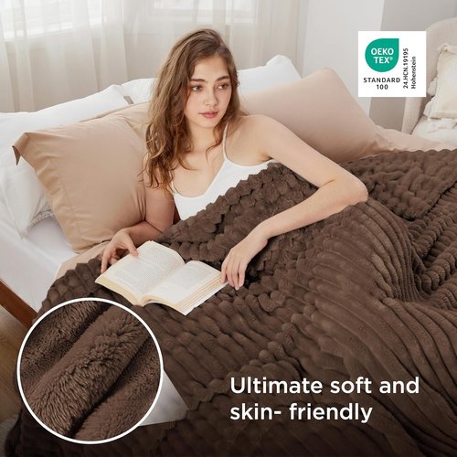 Bedsure GentleSoft Fleece Blanket - Cozy Brown Throw for Couch, Perfect for Women & Girls, 108x90 Inches